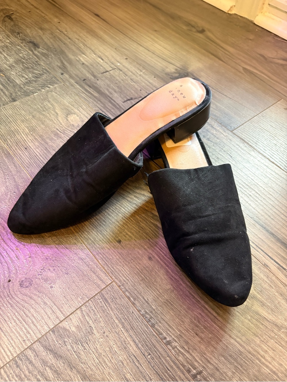 a new day Black Slip-On Pointed Toe Mules